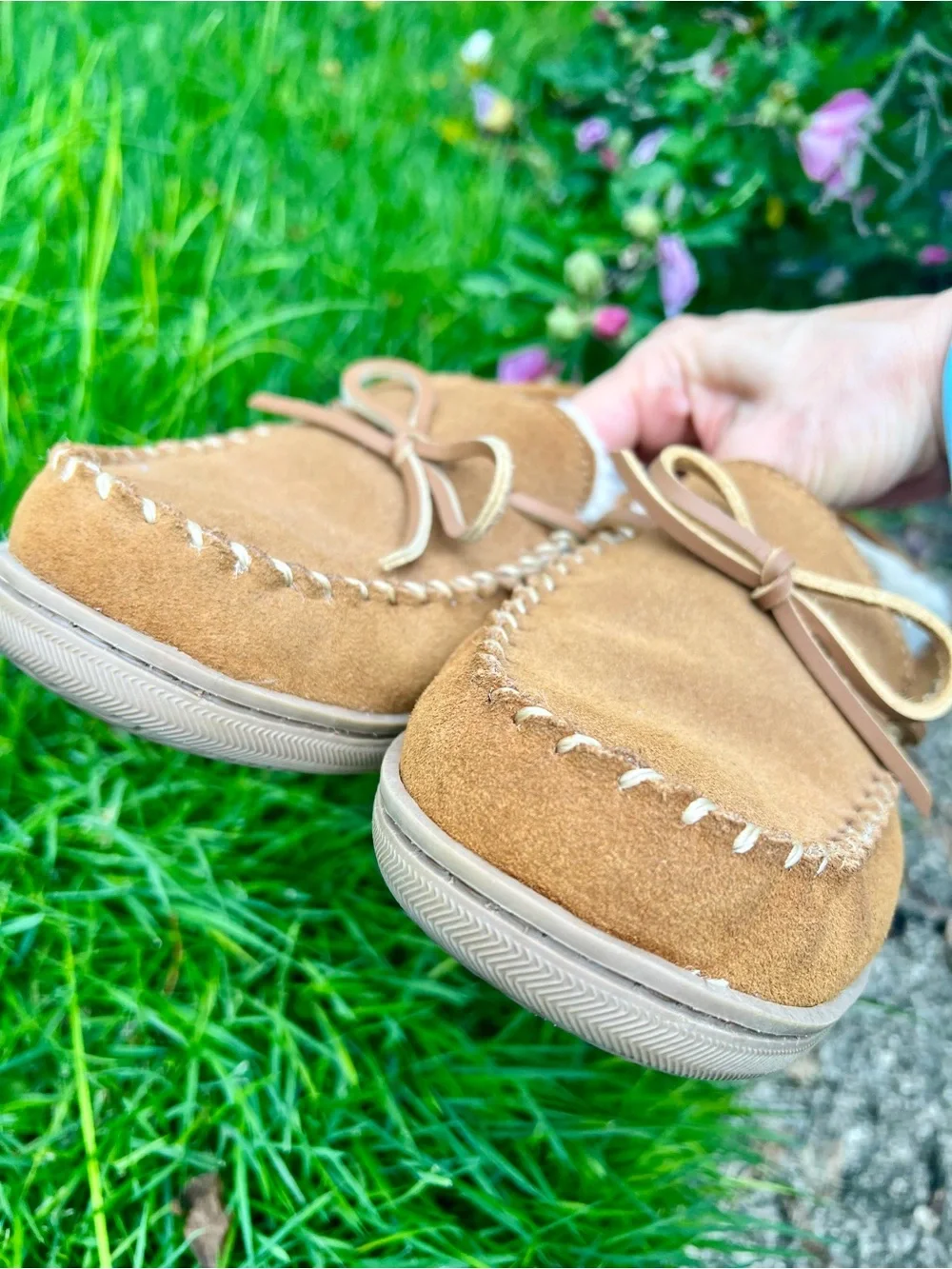 NWOB Men’s 9 My Slippers Luxury Leather Suede Coastal Fur Brown Boat Shoes Prep